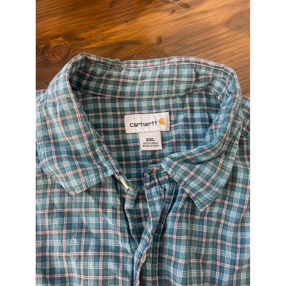 Carhartt Mens XXL Plaid Button Down Shirt Cotton Long Sleeve Regular SKU C118